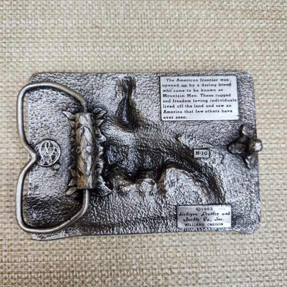 Vintage 1982 Siskiyou Mountain Man Western Cowboy Frontier Belt Buckle - Picture 4 of 12